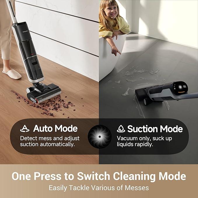 dreame H14 Cordless Vacuum Mop, 180° Lie-Flat Wet Dry Vacuum cleaner, 140°F Brush Washing, Fast Hot Air Drying in 5Mins, Smart Hard Floor Cleaner Machine with Powerful Suction, Great for Sticky Messes - NeatNest