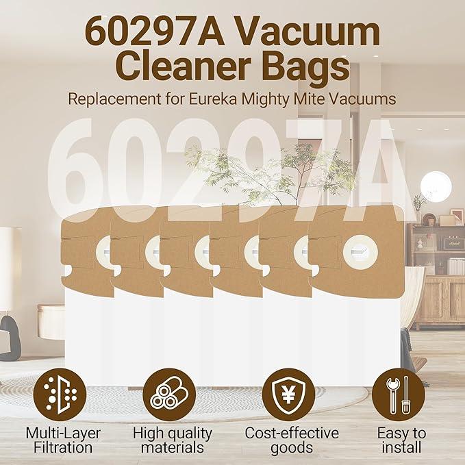 Vacuum Bags Replacement for Eureka Mighty 3670 and 3680 Series Canisters, Funmit MM Vacuum Bags 60295A, 60295B, 60295C & 60297A, 18 Pack - NeatNest