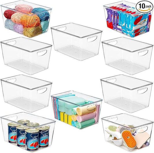 theaoo Clear Storage Bins with Lids Stackable - Large Plastic Containers for Pantry Organization and Storage - Perfect for kitchen,Fridge,Laundry Room,Bathroom,Garage,Closet,Cabinet Organizer -10 Pack - NeatNest