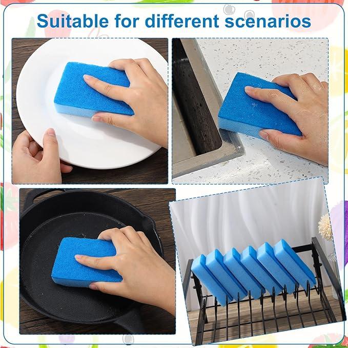 50 Pcs Individually Wrapped Sponges, Uncompressed Non Scratch Scrouing Sponges for Household Cleaning Dishes Kitchen Airbnb Apartment Car Bike Blue - NeatNest
