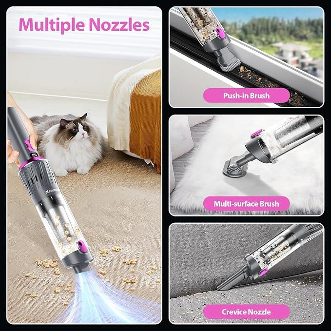 Handheld Vacuum Cordless Car Vacuum Cleaner Powerful Suction Car Vacuum Lightweight Portable Rechargeable Hand Held Vacuum Cleaner One-Touch Empty with HEPA Filter (Violet) - NeatNest