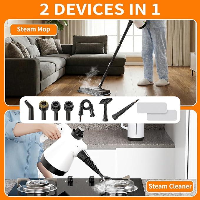 Steam Mop, Detachable Steam Cleaner 16-in-1 Lightweight Handheld Steamer for Hardwood Floors, Home, Tile, Furniture, Clothes, Windows Cleaning - NeatNest