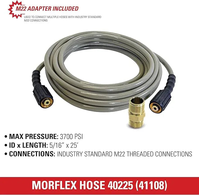 Simpson Cleaning 40225 Morflex Series 3700 PSI Pressure Washer Hose, Cold Water Use, 5/16 Inch Inner Diameter, 25 Feet, Natural - NeatNest