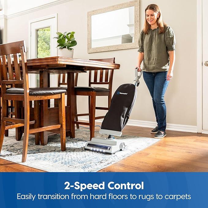 Vacmaster UB0402 Commercial Vacuum Cleaner Ultra-Lightweight 14L Capacity Bagged Upright Vac with LED Headlight and 2-Speed Setting Powerful Suction for Pets, Carpets & Hard Floor - NeatNest