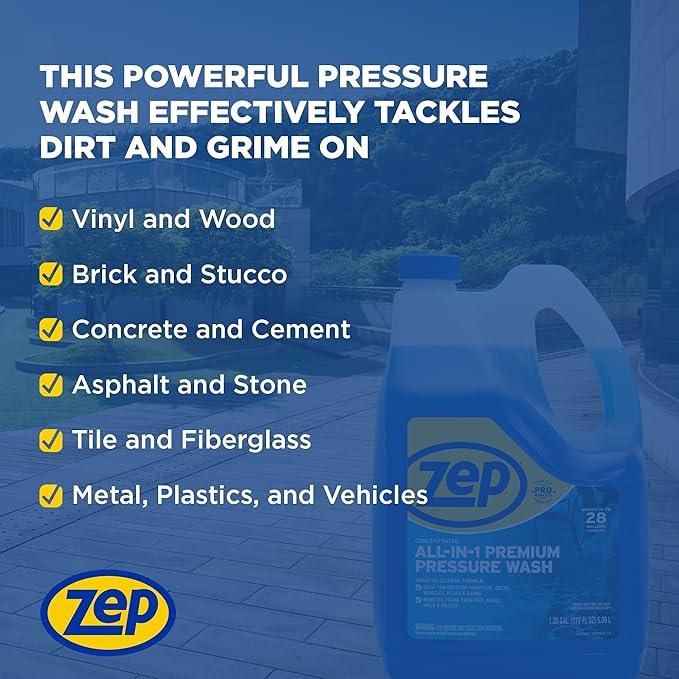 Zep All-In-1 Pressure Wash Cleaner (Case of 4) Concentrated Formula Makes 28 Gallons (ZUPPWC160) - NeatNest