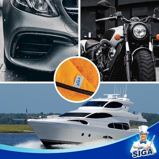 MR.SIGA Professional Premium Microfiber Towels for Cars, Dual-Sided Car Washing and Detailing Towels, Gold, 15.7 x 23.6 inch, 6 Pack - NeatNest