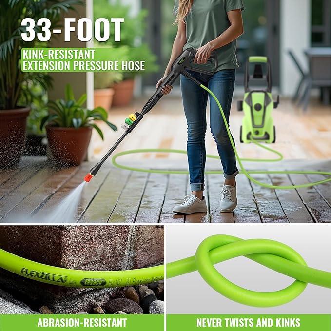 Electric Pressure Washer 5000 PSI 3.8GPM Power Washer with 33FT Hose and 4 Nozzles for Cars/Fences/Driveways/Home/Patios Cleaning, Green - NeatNest