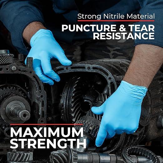 Heavy Duty 6 Mil Blue Nitrile Gloves Disposable Latex & Powder Free -Extra Stretchy Fentanyl Safe |Medical,First Aid Kit,EMT|Food Safe Rubber Gloves for Cooking & Cleaning| Pack of (100) - NeatNest