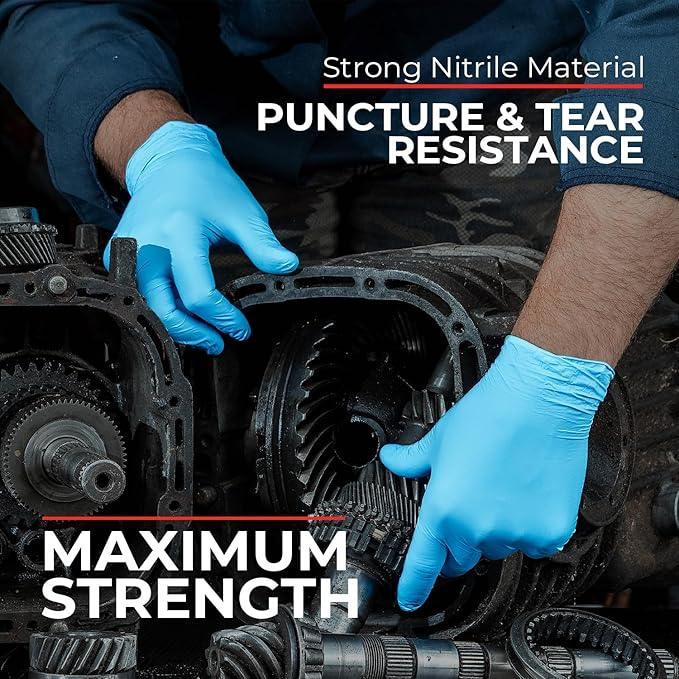 Heavy Duty 6 Mil Blue Nitrile Gloves Disposable Latex & Powder Free -Extra Stretchy Fentanyl Safe |Medical,First Aid Kit,EMT|Food Safe Rubber Gloves for Cooking & Cleaning| Pack of (200) - NeatNest