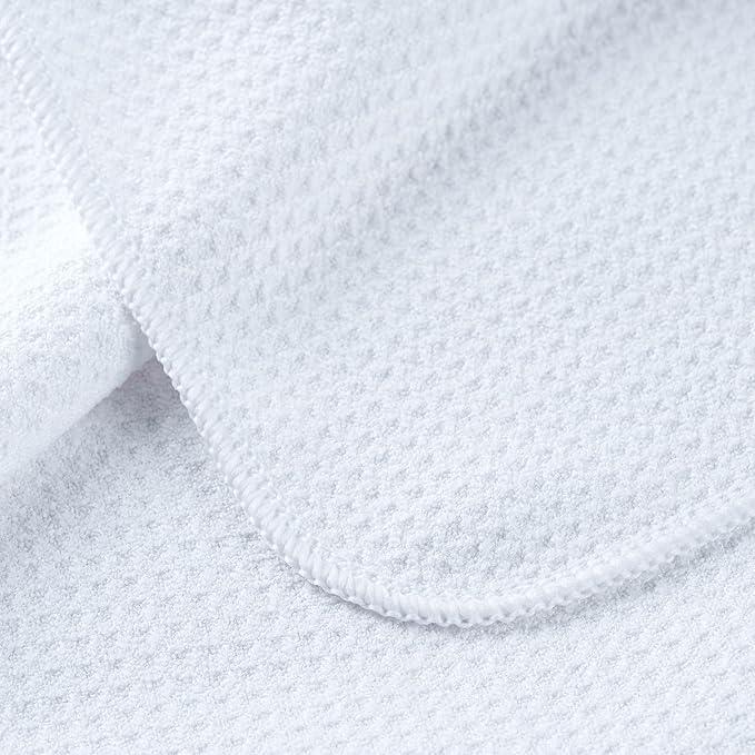 POLYTE Premium Microfiber Kitchen Dish Hand Towel Waffle Weave 12 Pack (16x28 in, White) - NeatNest