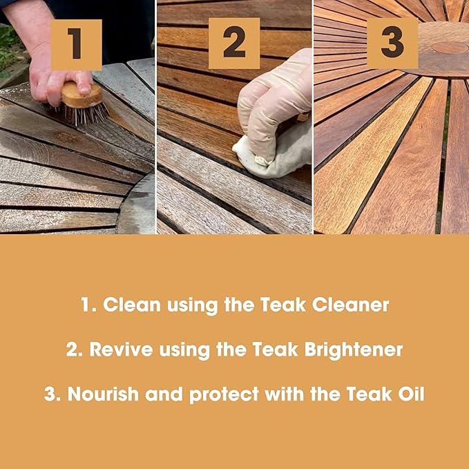 Furniture Clinic Garden Furniture Restoration Kit | For Outdoor Wood Patio Furniture Such as Teak & Other Wood Types | Clean, Remove, Brighten, Nourish, and Protect Treated and Untreated Surfaces - NeatNest