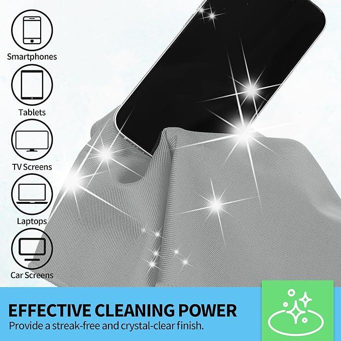 HOMERHYME Microfiber Cleaning Cloth - 10 Pack Glasses Cleaning Cloth, 16" x 14" Window Cleaning Rags, Streak Free Lint Free Polishing Cloths Wipes for Eye Glass, Stainless Steel, Windshield, Grey - NeatNest