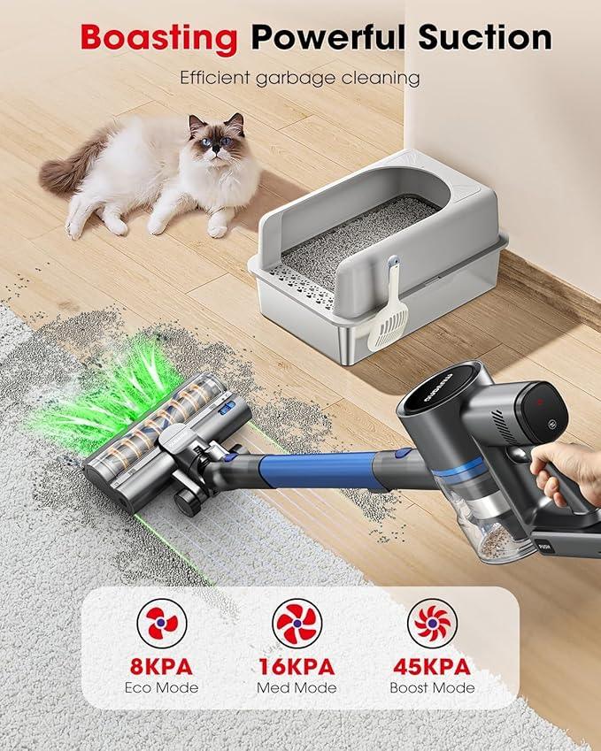 Cordless Vacuum Cleaners for Home, G26 Vacuum Cleaner, 45KPA Powerful Suction, Up to 60 Minutes, Tangle-Resistant, Rechargeable Stick Vac with Wall Mount for Pet Hair, Hardwood Floors - NeatNest