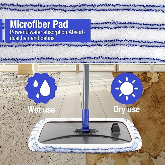 MASTERTOP Microfiber Mops for Floor Cleaning, Extra Large Industrial Mop,Floor Commercial Mop for Wet & Dry Use, Flat Mops for Hardwood, Vinyl, Laminate, Tile Floors, 5 Reusable & Washable Pads - NeatNest