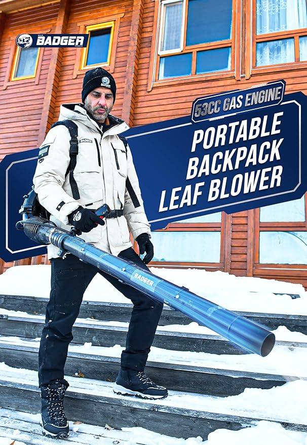 WILD BADGER POWER Leaf Blower Backpack, 53cc Gas Powered Strong Air Flow 559CFM 174MPH, Light Weight 19.6lbs, Ideal for Leaf, Sand, Gravel, Snow, Yard and Driveway - NeatNest