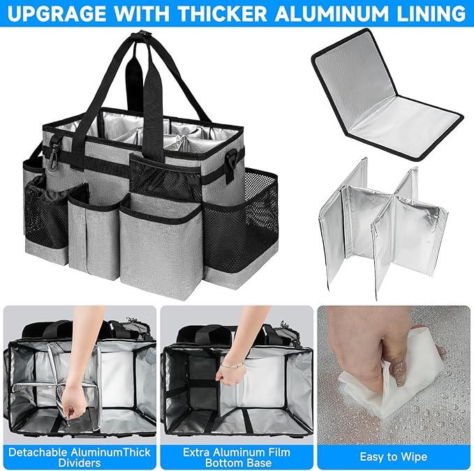 Cleaning Caddy Bag, Cleaning Supplies Organizer for Housekeepers, Housekeeping Caddy with Handle and Detachable Padded Cushion, Gray - NeatNest