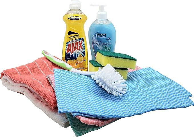 Dorm Room All Inclusive Kitchen Cleaning Kit comes with Dish soap, Sponges, Soap Hand Wash & More - NeatNest