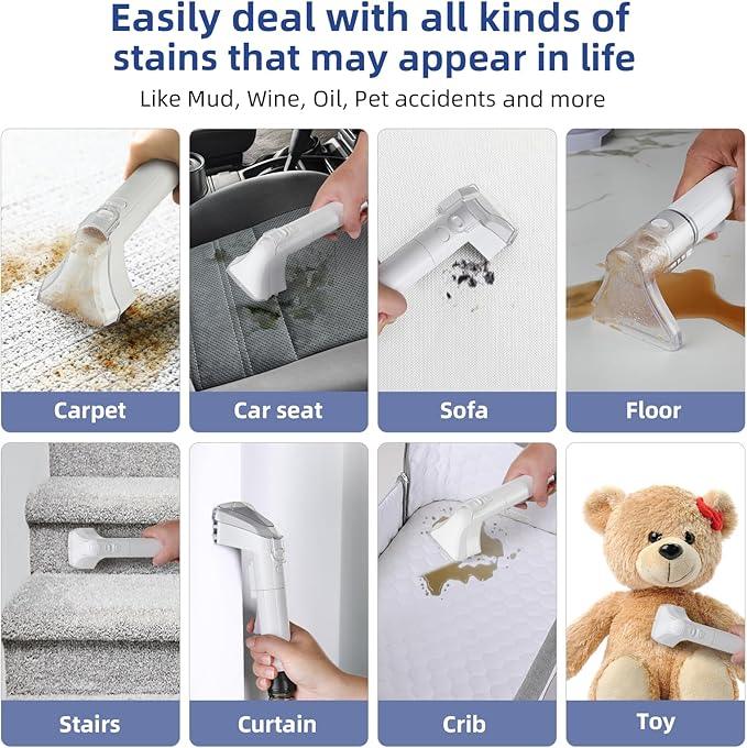 Carpet Cleaner Machine 10.5Kpa Strong Suction, 400W Powerful Motor, Portable Upholstery Cleaner with Spot and Stain Remover for Pet Accident, Rugs, Carpet and Upholstery, White - NeatNest