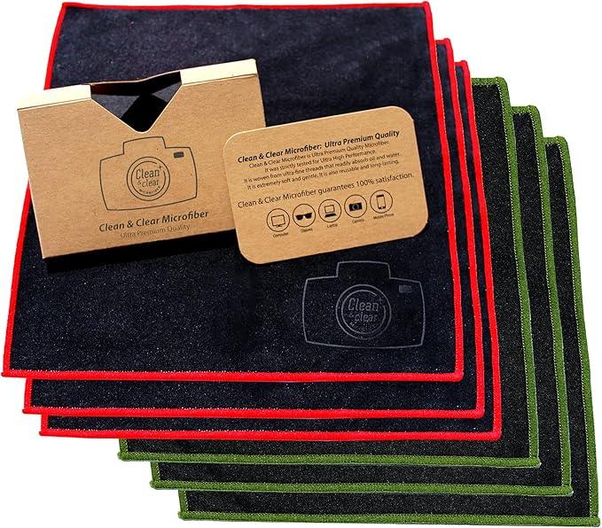 Clean & Clear Microfiber Cleaning Cloth, EXTRA LARGE [6 Pack] ULTRA PREMIUM Microfiber Cleaning Cloth - Microfiber Cloth for Camera Lens, Glasses, Screens, and all Lens. - NeatNest