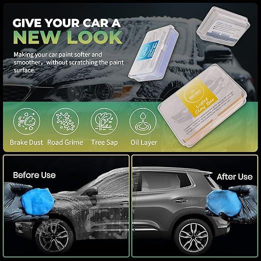 Magic Shield Clay Bar Triple Pack - 100g Each of Light, Medium & Heavy-Duty Clay Bars for Car Detailing - Deep Cleaning & Shine Restoration with Magic Clay Bars for Professional Auto Detailing - NeatNest
