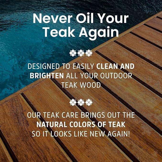Finish, Premium Teak Cleaner and Brightener, Water-Based, Oil-Free Wood Restorer & Protectant, Safe & Easy To Use Teak Sealer & Polisher for Outdoor & Indoor Wood Furniture, 64 oz - NeatNest