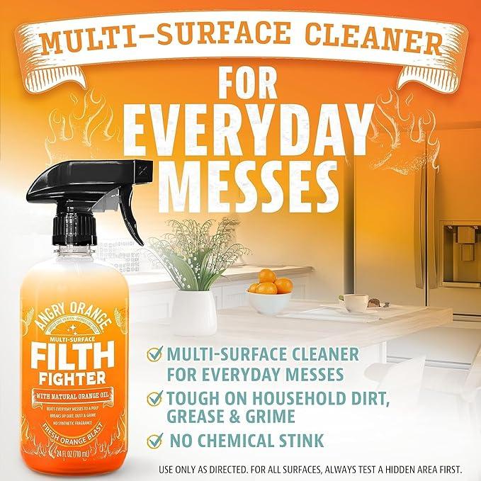ANGRY ORANGE Citrus Multipurpose Cleaner Spray for Kitchen and Bathroom - 24 oz - Value 2 Pack - NeatNest
