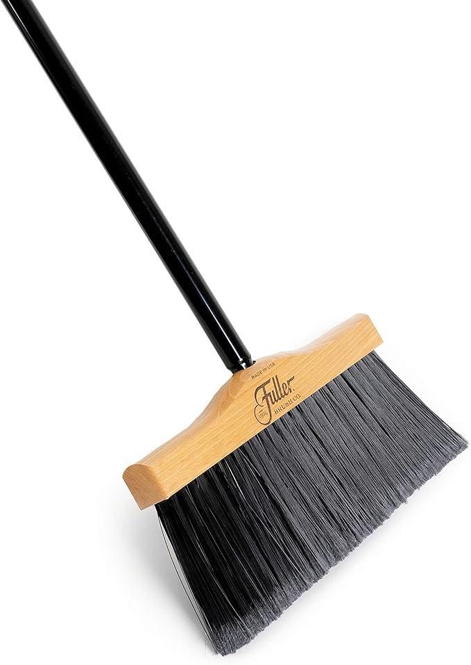 Fuller Brush 12-Inch Maple Wood Broom with 2 Piece Black Steel Threaded Handle for Indoor and Outdoor Cleaning on Hard Floors, Tile, Concrete, and Garage Surfaces - NeatNest