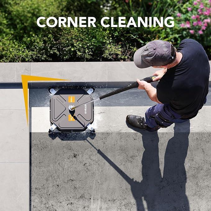 EVEAGE 16.5" Pressure Washer Surface Cleaner - Stainless Steel Power Washer Surface Cleaner with 4 Wheels & 2 Extension Wands, 4000PSI Power Washer Accessories Attachment - NeatNest