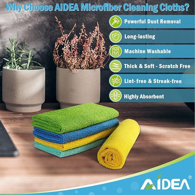 AIDEA Microfiber Cleaning Cloth, 200PK, Absorbent Shop Rags, Microfiber Towels for Cars, Kitchen Towels, Dusting Cloth for Home, Window, Cleaning Supplies, 12"×12" - NeatNest