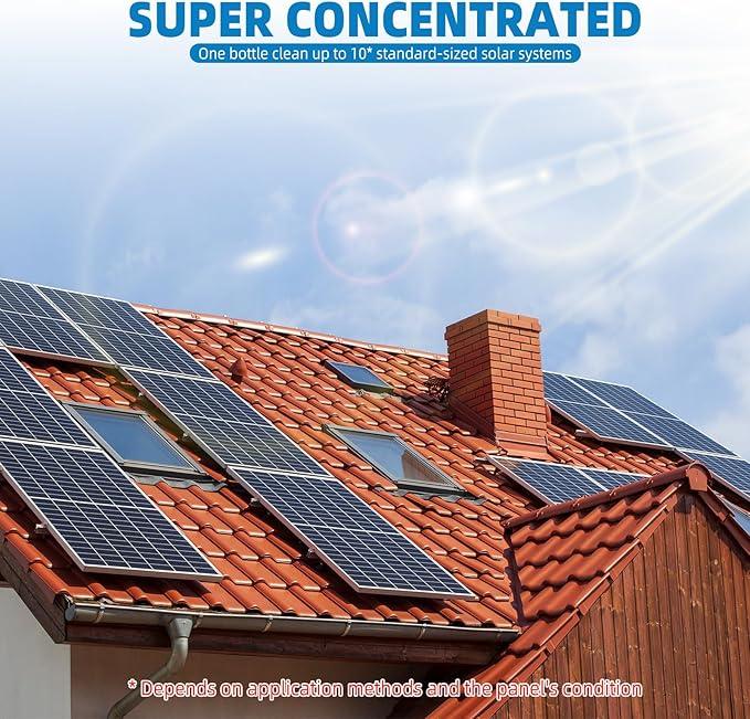 Solar Panel Cleaner 32oz (Makes 150 Gallons) - 20X Strength Super Concentrated Glass & Solar Panel Cleaning, Industrial Grade Streak-Free Fast Dry Remove Oils, Water Spots, Dust, Droppings - NeatNest