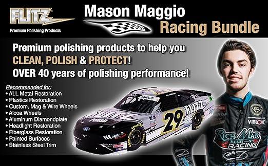 Flitz Mason Maggio Racing Bundle - USA-Made Car Cleaning Kit - Includes 1lb Polish, 32oz Sealant, 16oz Metal Pre-Clean, 2 Buff Balls, & 4 Microfiber Cloths - Professional Car Detailing Kit to Restore - NeatNest