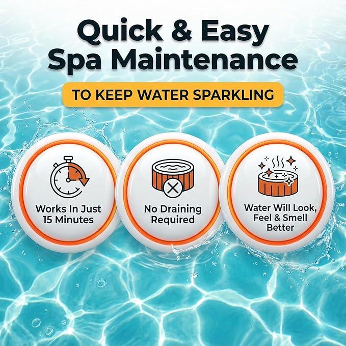 Spa Chemicals for Hot Tub – 5-in-1 Hot Tub Maintenance Kit & Cleaner – Inflatable Hot Tub Accessories for Adults – Outdoor Spa Clarifier – Helps Remove Scum & Cloudy Water – Made in USA – 16oz - NeatNest