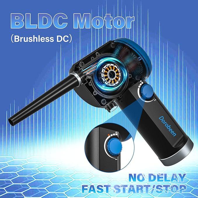 DOROBEEN Compressed Air Duster, Electric Air Duster, Cordless Air Duster, Canned Air Duster for Computer, Keyboard Cleaner, BLDC Motor - Stepless Speed - 6000mAh (Blue) - NeatNest