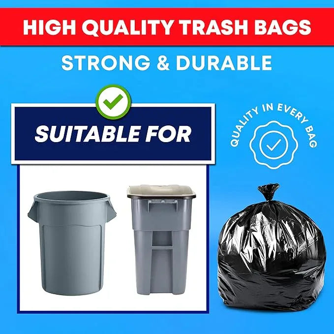 Veska 55 Gallon Trash Bags, 55-60 Gallon Trash Bags Heavy Duty (MegaValue Pack 150 COUNT) - Large Black Garbage Bags, 50-60 Gallon Garbage Bags for Commercial and Lawn - NeatNest