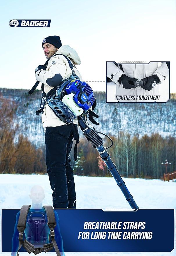 WILD BADGER POWER Leaf Blower Backpack, 53cc Gas Powered Strong Air Flow 559CFM 174MPH, Light Weight 19.6lbs, Ideal for Leaf, Sand, Gravel, Snow, Yard and Driveway - NeatNest