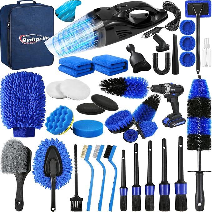 Qydipclin 38PcsB Car Detailing Kit, Car Detailing Brush Set, Car Wash Cleaning Kit, Car Detailing Brushes, Professional Car Care Kit for Interior Exterior Wheels, Blue - NeatNest