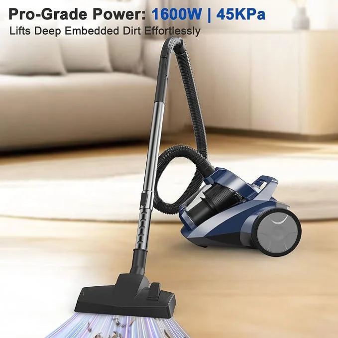 Canister Vacuum Cleaner 45KPa Power Bagless Canister Vacuums for Home with 5 Tools 4.5QT Dust Cup Double HEPA Filter Lightweight Multi-Surface Vacuum Cleaners for Carpet Hard Floor Pet Hair - NeatNest