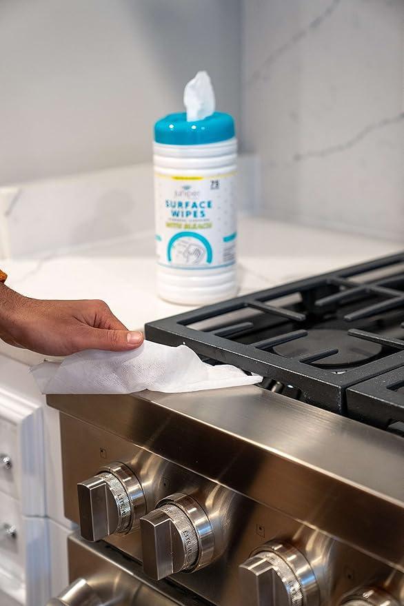 1 Pack Surface Cleaning Wipes with Bleach, All-Purpose Cleaner for Bathroom, Kitchen, Office, 75 Count Canister, 7.5" x 7" Sheet, Fresh Scent, Lint Free & Durable - NeatNest