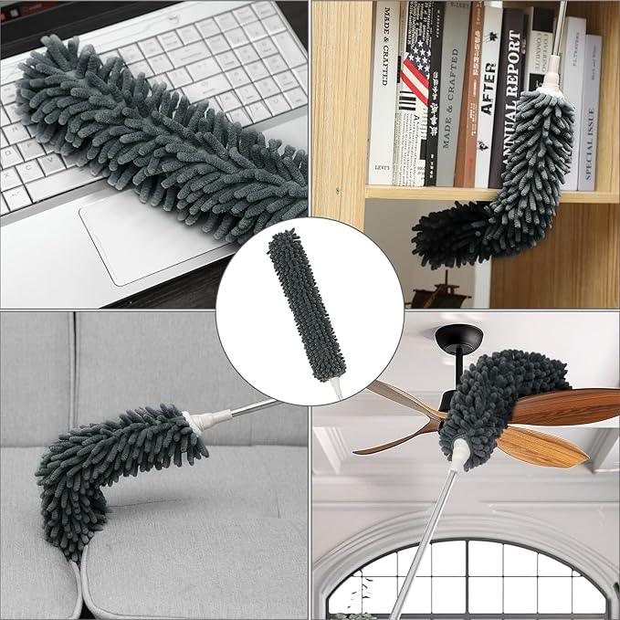10 PCS Microfiber Feather Duster Kit, Dusters for Cleaning with Extension Pole, Retractable Bendable, Gap Dust Brush Blind Duster, for Cleaning Ceiling Fan, High Ceilings, Cars - NeatNest
