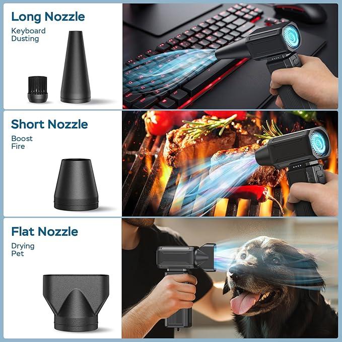 Compressed Air Duster,200000RPM Electric Duster,Stepless Speed Mini Air Blower,Replace Canned Air Duster,Cordless Rechargeable Jet Fan Blower for Keyboard Computer Car Cleaning Dry-Black - NeatNest