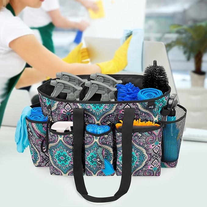 LoDrid Professional Cleaning Tote Caddy for Cleaning Supplies, Cleaning Bag Organizer with Dividers and Handle Strap for Housekeepers Work, Totem, (Bag Only) - NeatNest