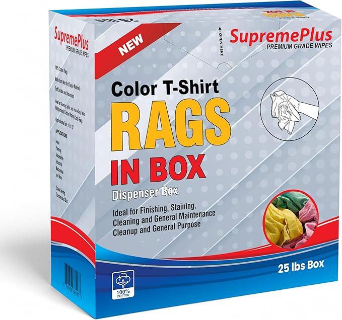 Premium Color Knit Cleaning Rags (600 lbs. Pallet 24x25 lbs. Compressed Box) – Shop Cloths Bulk for Workshops, Mechanics, Painters, and Home Use, Multipurpose Cotton T-Shirt Rags - NeatNest