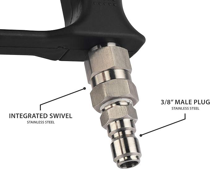 McKillans Pressure Washer Gun with Swivel and 3/8" Male Plug and Wide Mouth Snow Foam Cannon Equipped with 1/4” Quick Connector Coupler - NeatNest