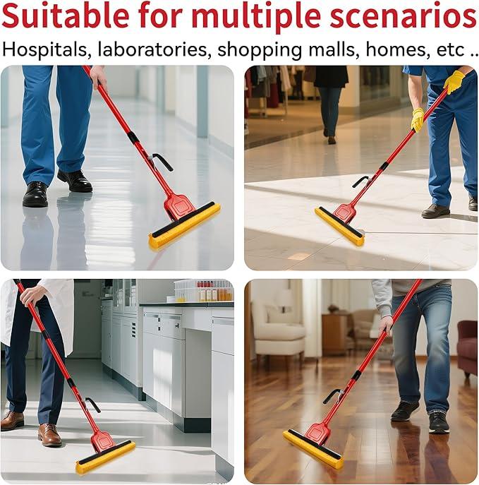 Compressed Cellulose Sponge Mop with 2 Roller swop mop Heads and 1 Bucket Suitable for Wood, Ceramic Tiles and Other Flat and Smooth Floors(1 Handle with 2heads and 1 Bucket) - NeatNest