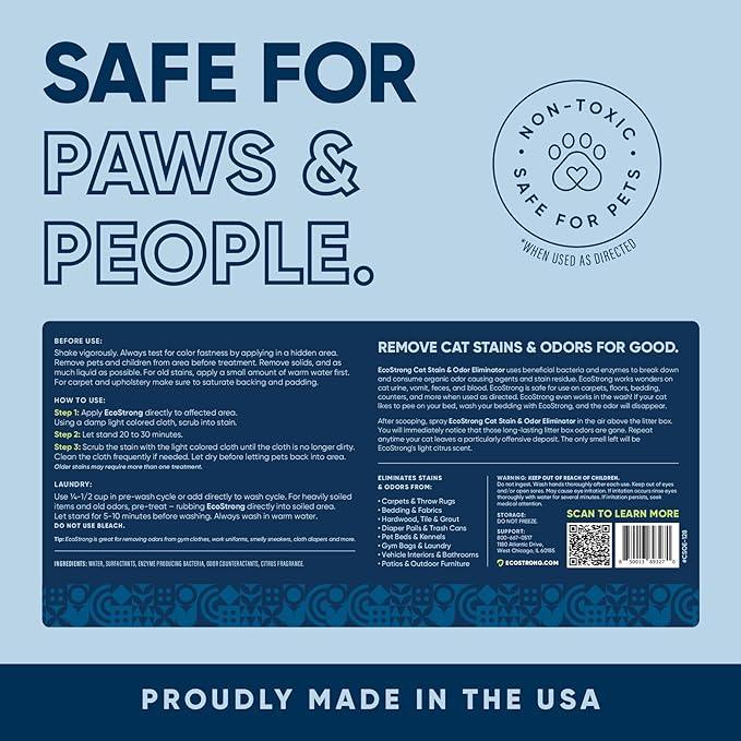 Cat Stain And Odor Remover | Enzyme Urine Odor Neutralizer - Stain Remover for Carpet, Litter Boxes, Bedding, and Laundry [Citrus Scent, 32 oz. Spray] - NeatNest