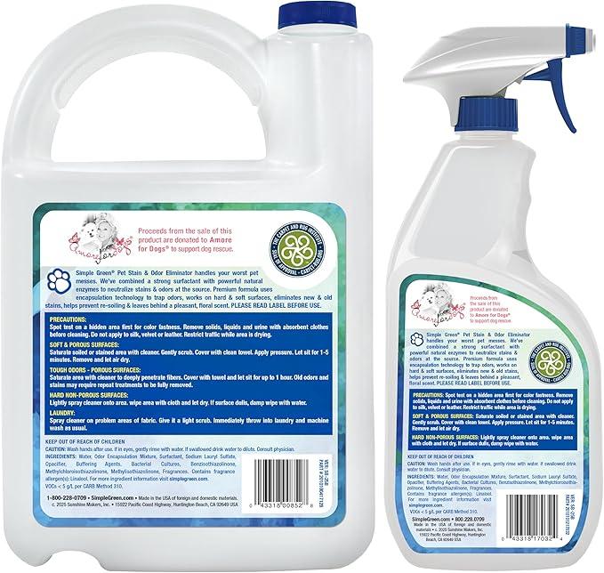 Simple Green Pet Stain and Odor Eliminator 32 oz Spray & 1 Gal Refill - NeatNest