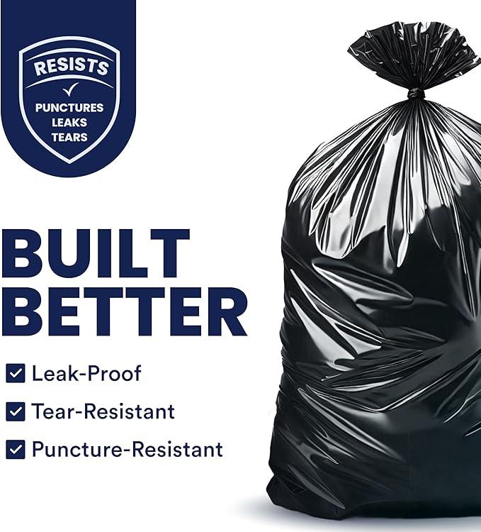 Plasticplace 55-60 Gallon Trash Bags │ 1.0 Mil │ Black Heavy Duty Garbage Can Liners │ 38” x 58” (100 Count) - NeatNest