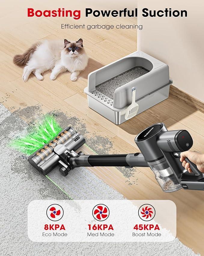 Cordless Vacuum Cleaners for Home, G26 Vacuum Cleaner, 45KPA Powerful Suction, Up to 60 Minutes, Tangle-Resistant, Rechargeable Stick Vac with Wall Mount for Pet Hair, Hardwood Floors - NeatNest