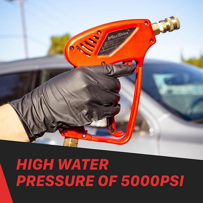 Maxshine Short Pressure Washer Gun | High-Pressure Water Handle with 1/4” Quick Connector Coupler | Power Washer Gun Compatible with Foam Cannon | Includes 3/8” Male & M22 14mm Twist Plug Connectors - NeatNest