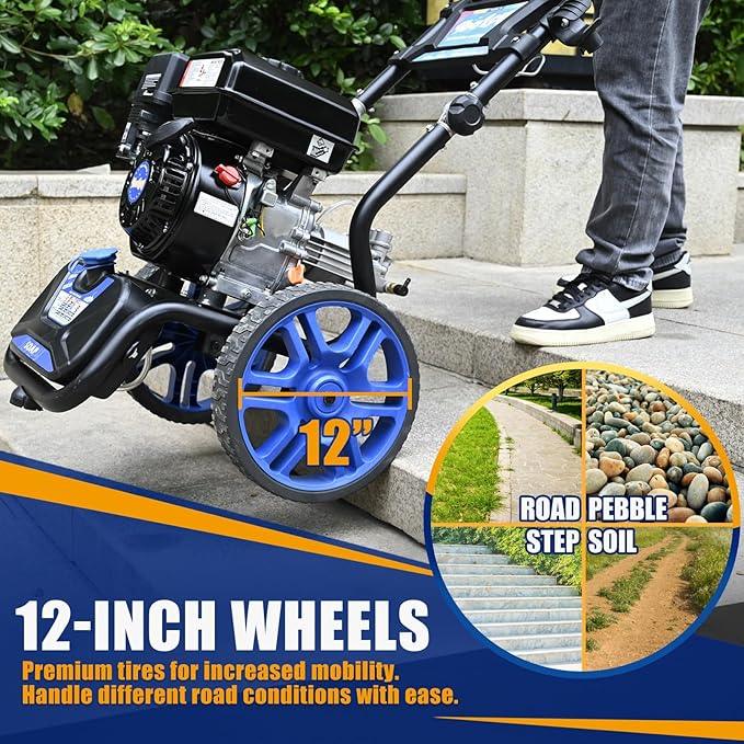 TOOLCY 3400 PSI & 2.8 GPM Gas Powered Pressure Washer with Onboard Soap Tank, Power Washer for Cleaning Cars Homes Patios Fences Driveways, Spray Gun, 5 Nozzles - NeatNest